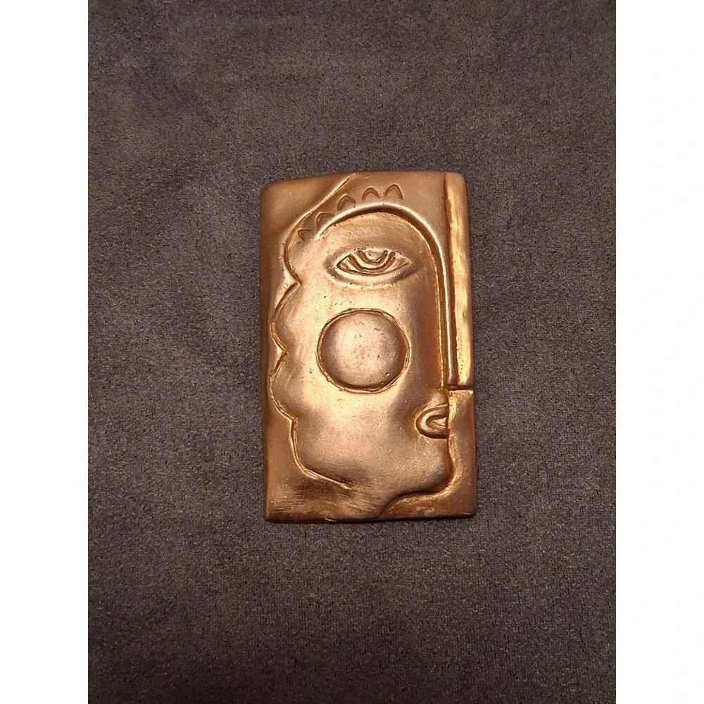 Vintage Abstract Modernist Metal Brooch Unique Cubist Design